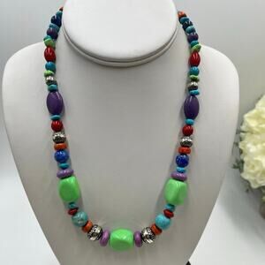 American West Jewelry by Carolyn Pollack Multi Gemstone Beaded Sterling Necklace